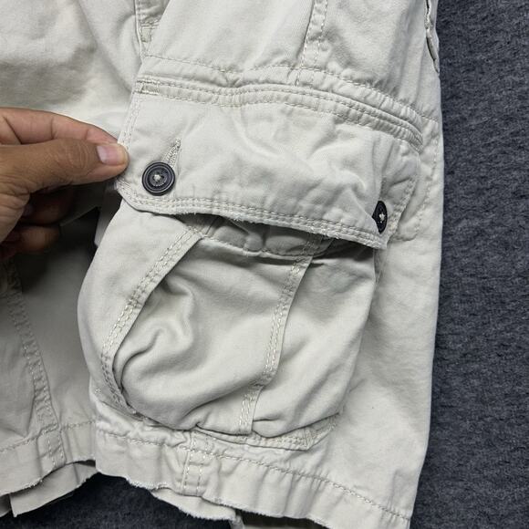 American Eagle Cargo Shorts Mens Size 30 Tan Brown Longer Length 100% Cotton Y2K - Picture 3 of 8